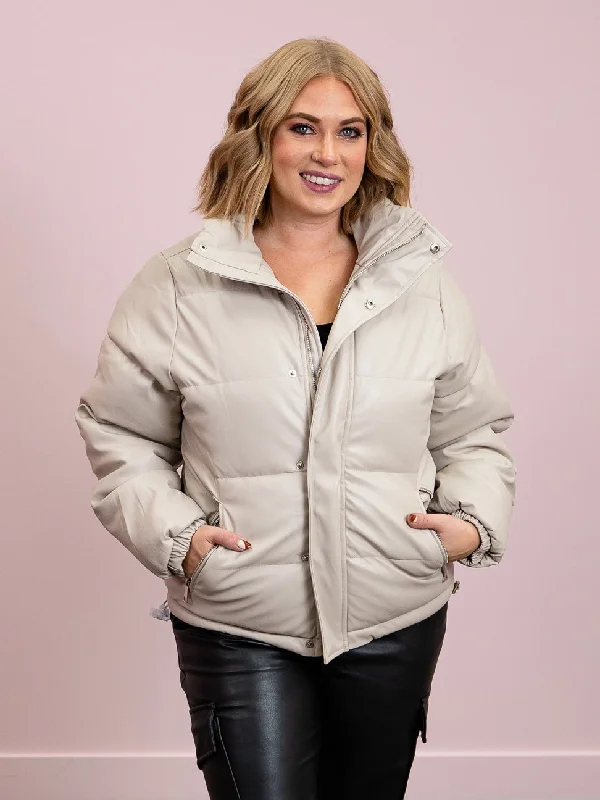 *NEW* DEX | Kennedy Faux Leather Puffer | Beige