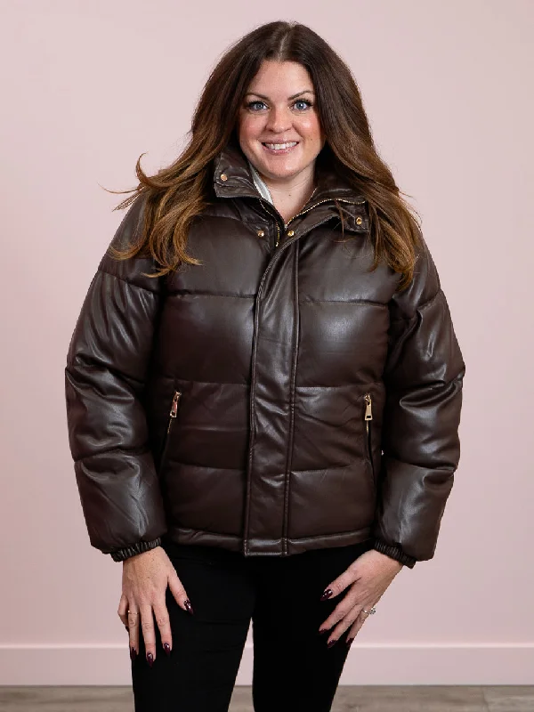 *NEW* DEX | Kennedy Faux Leather Puffer | Espresso