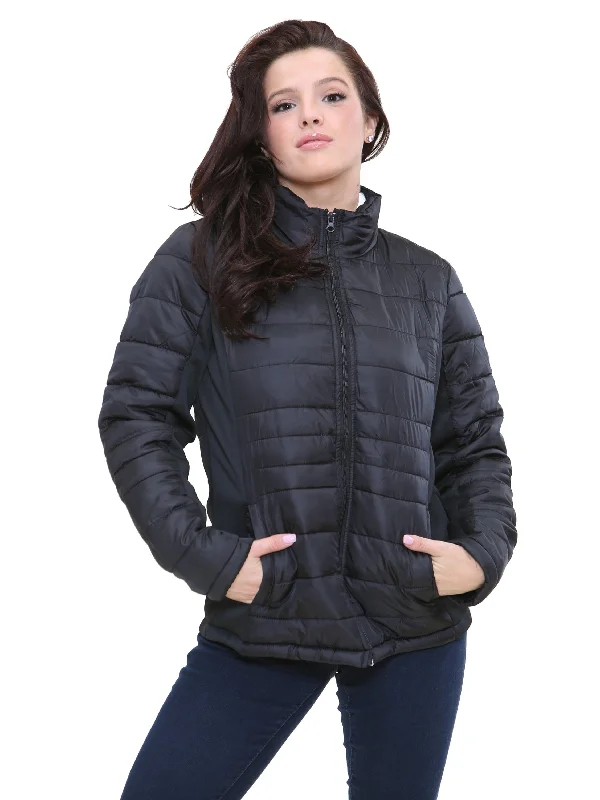 Kruze | Womens Collared  Puffer  Zip Up Winter Jacket