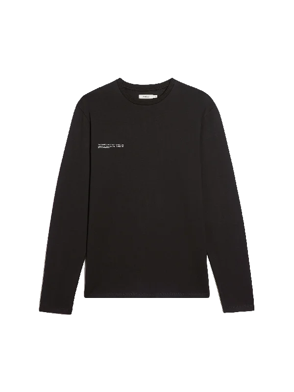 Mens Cotton Long Sleeve T-shirt with C-FIBER™—black