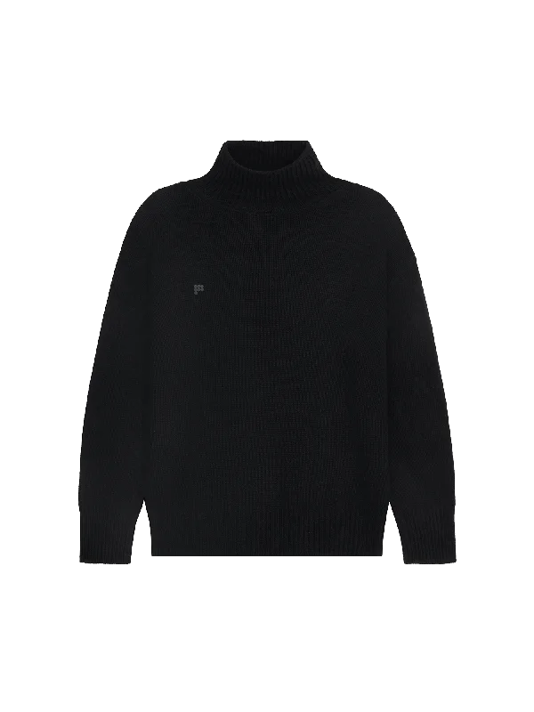 Men's Recycled Cashmere Turtleneck Sweater—black