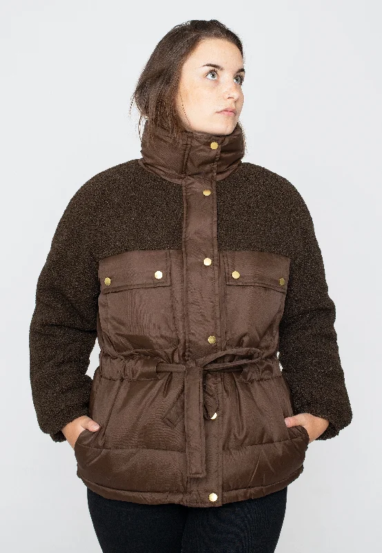 Urban Classics - Ladies Sherpa Mix Puffer Brown - Jacket