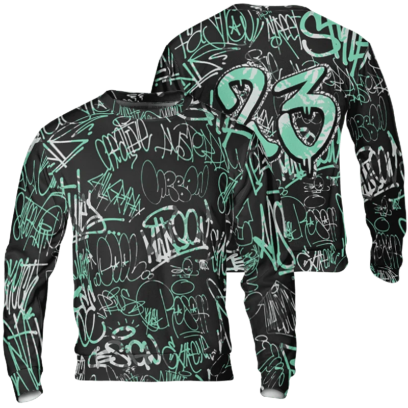 NastyJamz Green Glow 3s Sweatshirt Match 23 Hiphop 3D All-Over Print Graffiti Pattern