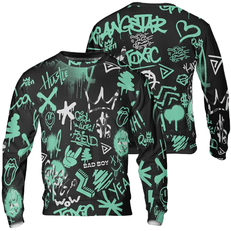 NastyJamz Green Glow 3s Sweatshirt Match Graffiti King 3D All-Over Print Doodle Style