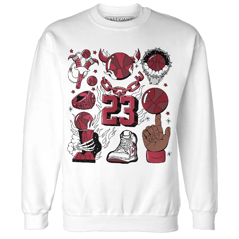 NastyJamz High 85 Metallic Burgundy 1s Sweatshirt Match Neclaces Number 23