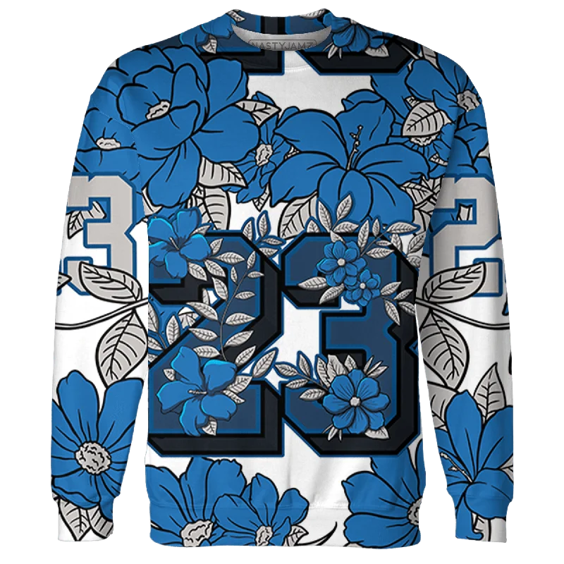 NastyJamz Industrial Blue 4s Hoodie Match 23 Floral 3D All-Over Print