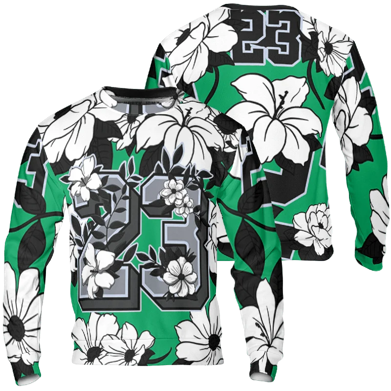 NastyJamz Lucky Green 5s Sweatshirt Match 23 Floral 3D All-Over Print Flowers