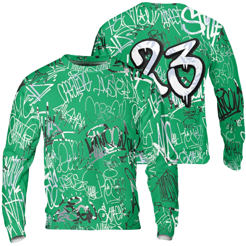 NastyJamz Lucky Green 5s Sweatshirt Match 23 Hiphop 3D All-Over Print Graffiti Pattern