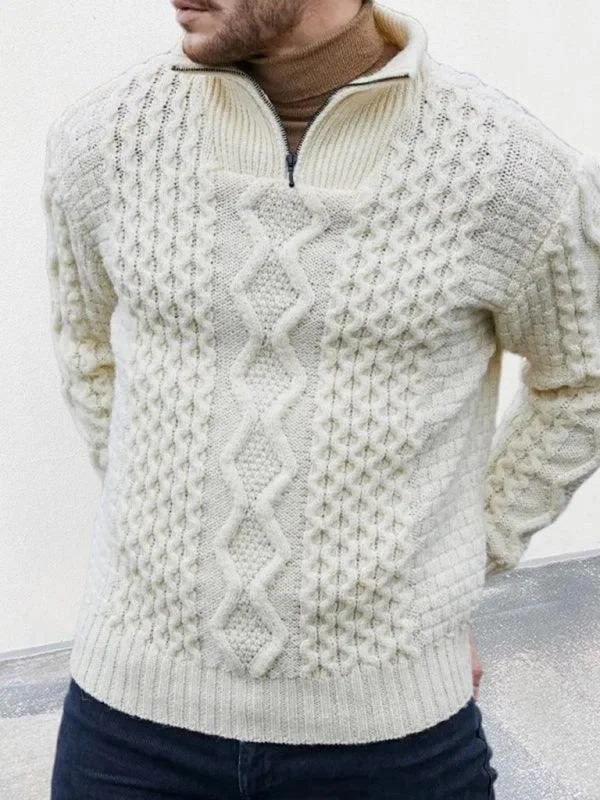 Long Sleeve Cable Turtleneck Men Sweater