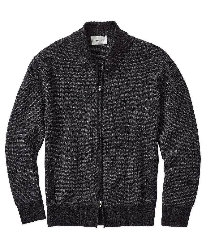 Royal Alpaca Houndstooth Full-Zip Cardigan