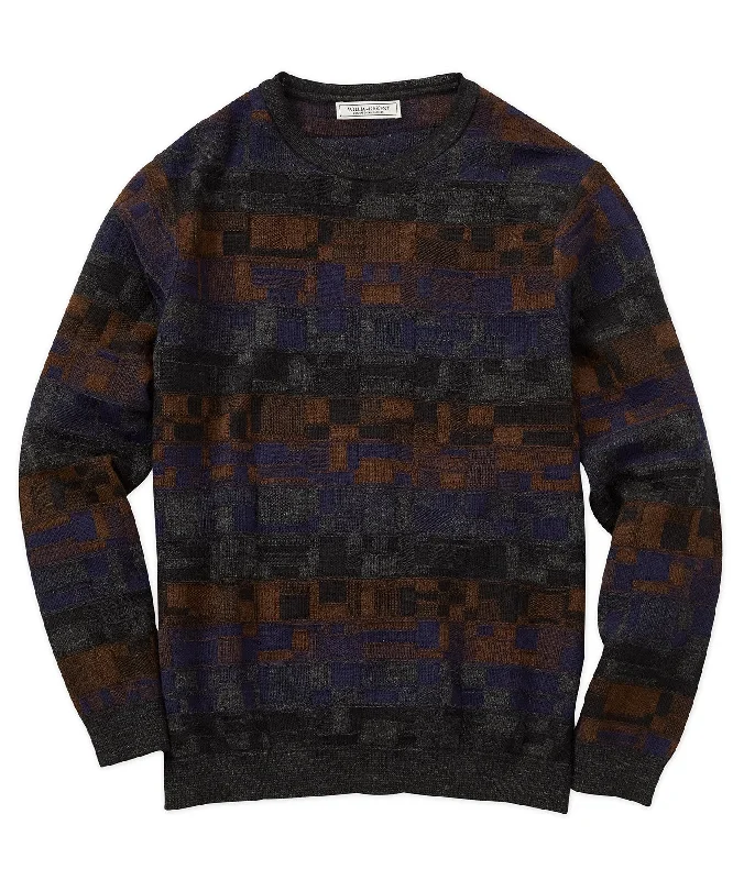 Textured Squares Crew Neck Sweater