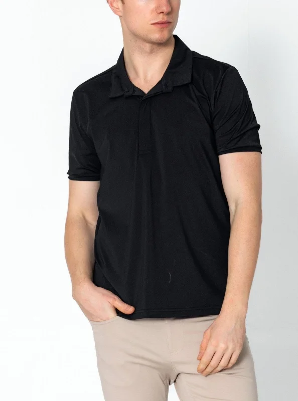 Wrinkle Free Tapered Travel Polo Shirts - Black