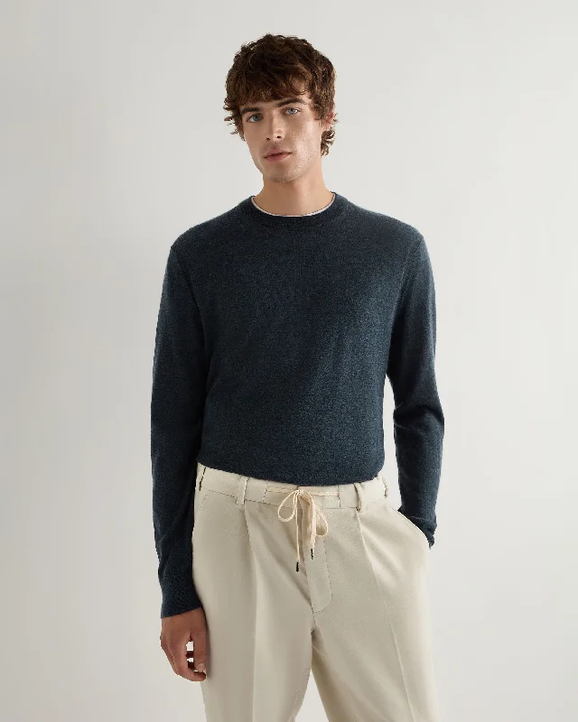 Clearance sale – shop men's clothing at discounted prices! Men's Covent Fine Gauge Cashmere Round Neck Sweater Azurine Blue Clearance sale – shop men's clothing at discounted prices! Men's Covent Fine Gauge Cashmere Round Neck Sweater Azurine Blue