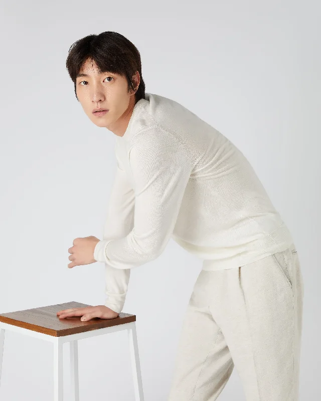 Huge savings on popular clothing styles – Men's Covent Fine Gauge Cashmere Round Neck Sweater New Ivory White Huge savings on popular clothing styles – Men's Covent Fine Gauge Cashmere Round Neck Sweater New Ivory White