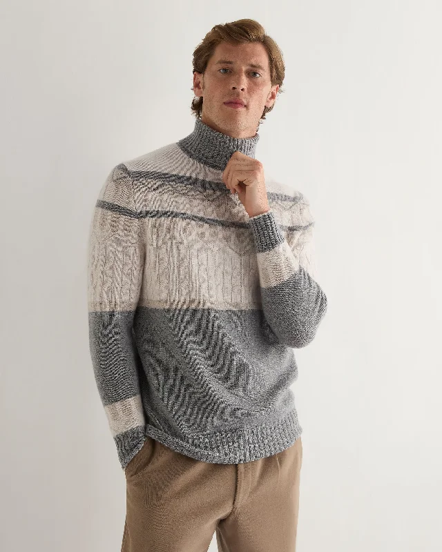 Upgrade your look with stylish, affordable men’s clothing.  Men's Jacquard Turtle Neck Cashmere Sweater Grey