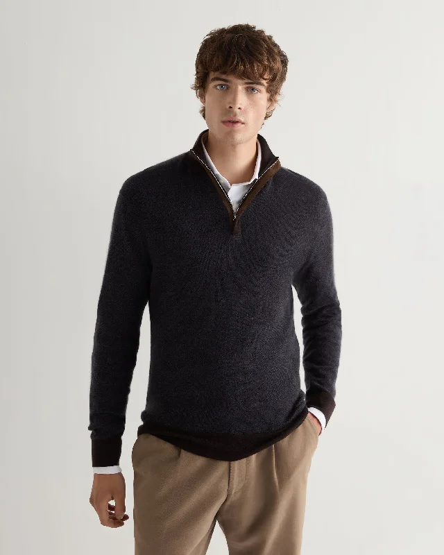 Shop our exclusive men’s fashion deals – limited time only! Men's Regent Birdseye Fine Gauge Cashmere Half Zip Sweater Chocolate Brown Shop our exclusive men’s fashion deals – limited time only! Men's Regent Birdseye Fine Gauge Cashmere Half Zip Sweater Chocolate Brown