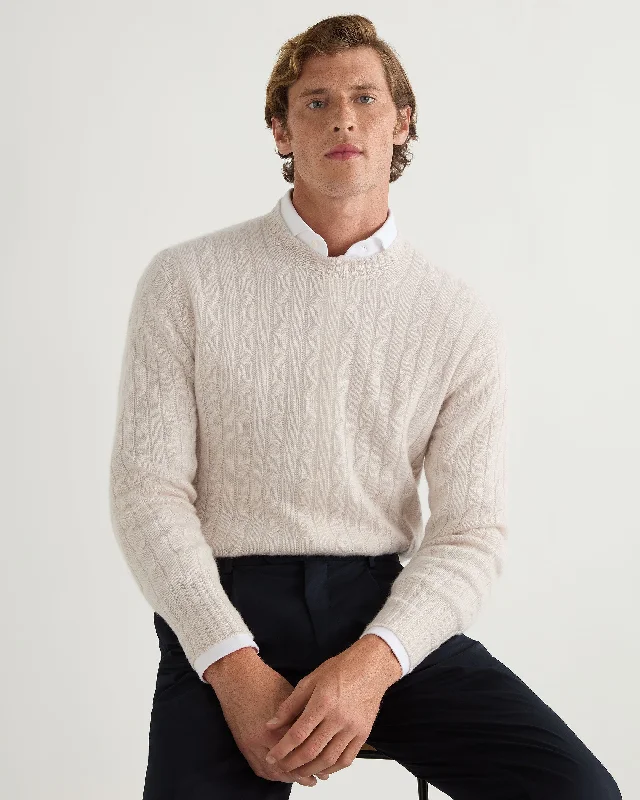 Unbeatable discounts on top-selling apparel – Only available online. Men's Thames Cable Round Neck Cashmere Sweater Frost White Unbeatable discounts on top-selling apparel – Only available online. Men's Thames Cable Round Neck Cashmere Sweater Frost White