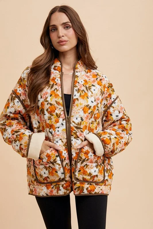 QUINCY QUILTED PUFFER FLORAL JACKET