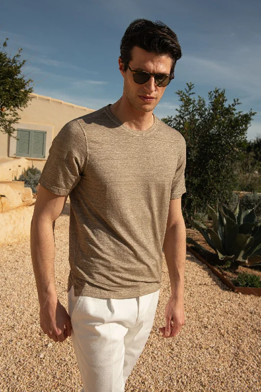 Taupe linen t-shirt - Made in Italy