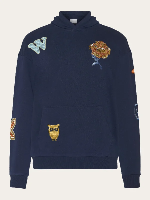 Flash discounts on men’s clothing – Don’t miss out! Loose fit hood sweat with AOP embroidery - GOTS/Vegan - Night Sky Flash discounts on men’s clothing – Don’t miss out! Loose fit hood sweat with AOP embroidery - GOTS/Vegan - Night Sky