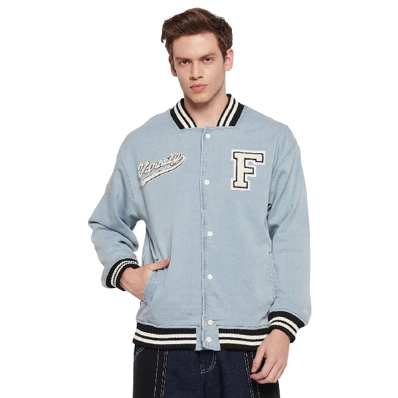 Hurry, the best deals on men’s fashion won’t last long!  Blue Denim Varsity Jacket