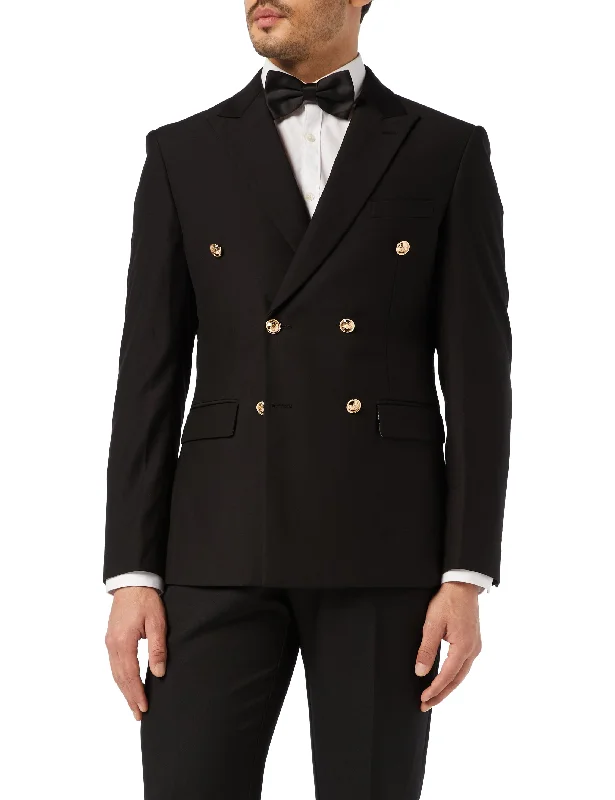 CLASSIC BLACK DOUBLE BREASTED GOLD BUTTON JACKET