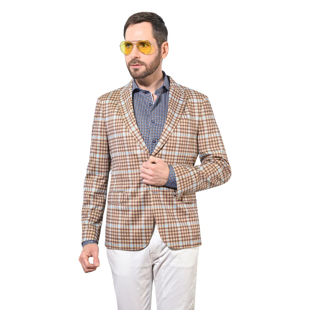 Save big on men’s casual wear – today only!  Colton Yellow Plaid Stretch Blazer