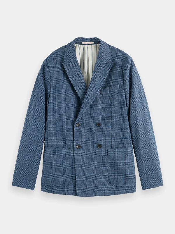 Double-breasted check blazer