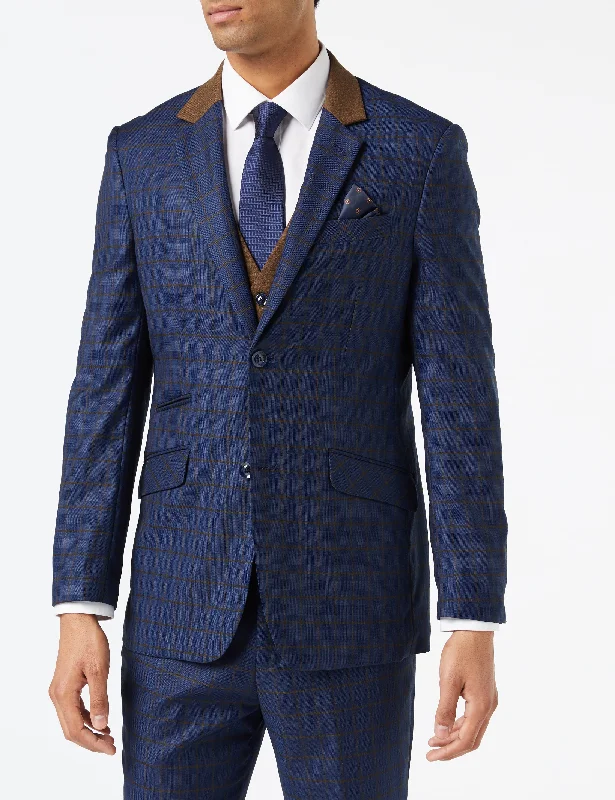 Shop stylish and affordable clothes –   FALCO BLUE GRID CHECK JACKET AND WAISTCOAT