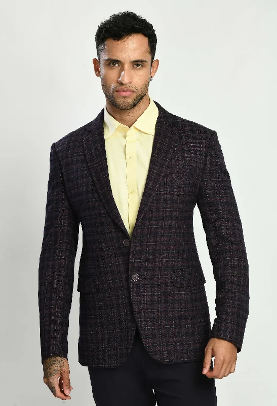Seasonal sale  Maroon Single Breasted Blazer with Notched Lapel