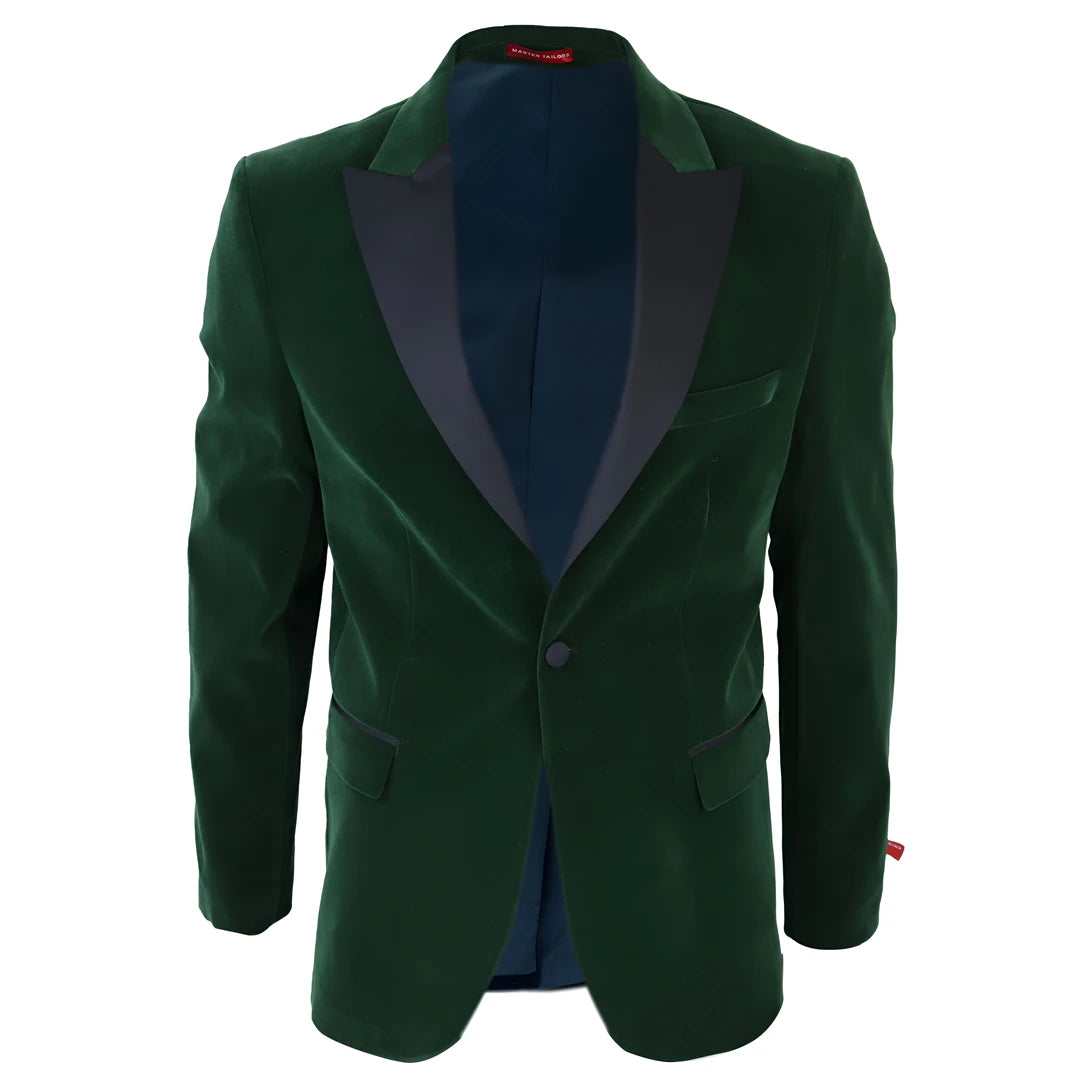 Men's Green Velvet Tux Blazer Satin Lapels Dinner Wedding Prom Black Tie