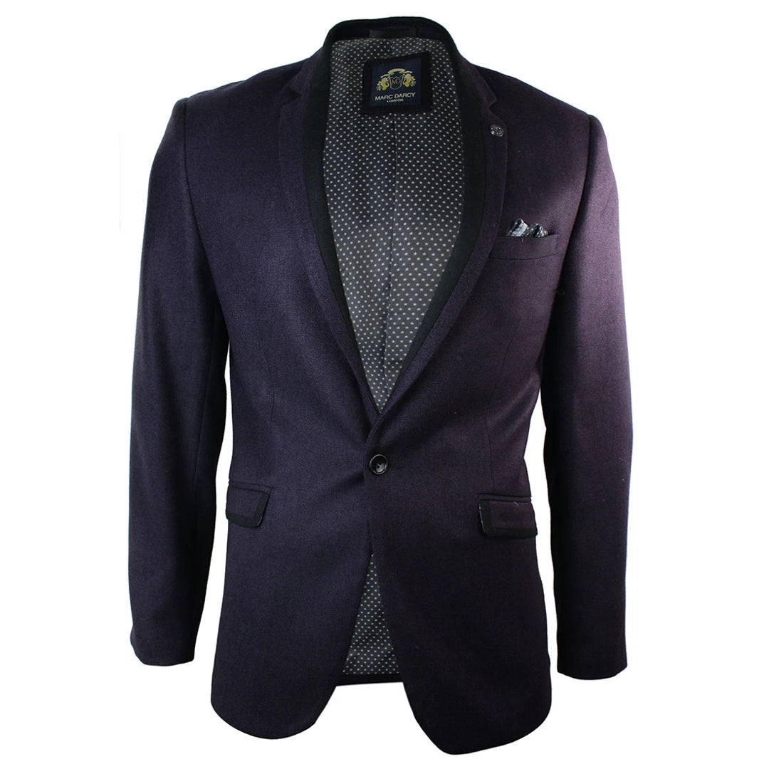 Save more with our buy-more, save-more deals on men’s fashion. Carter - Men's Purple Herringbone Tweed Blazer Jacket Black Trim Save more with our buy-more, save-more deals on men’s fashion. Carter - Men's Purple Herringbone Tweed Blazer Jacket Black Trim