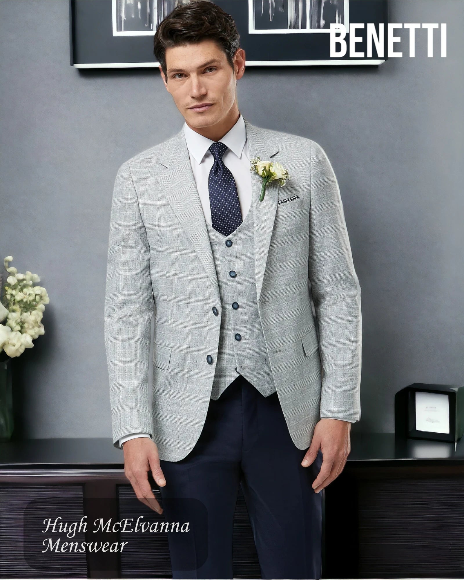 Benetti Suit Jacket 'PHILIP' Silver Check