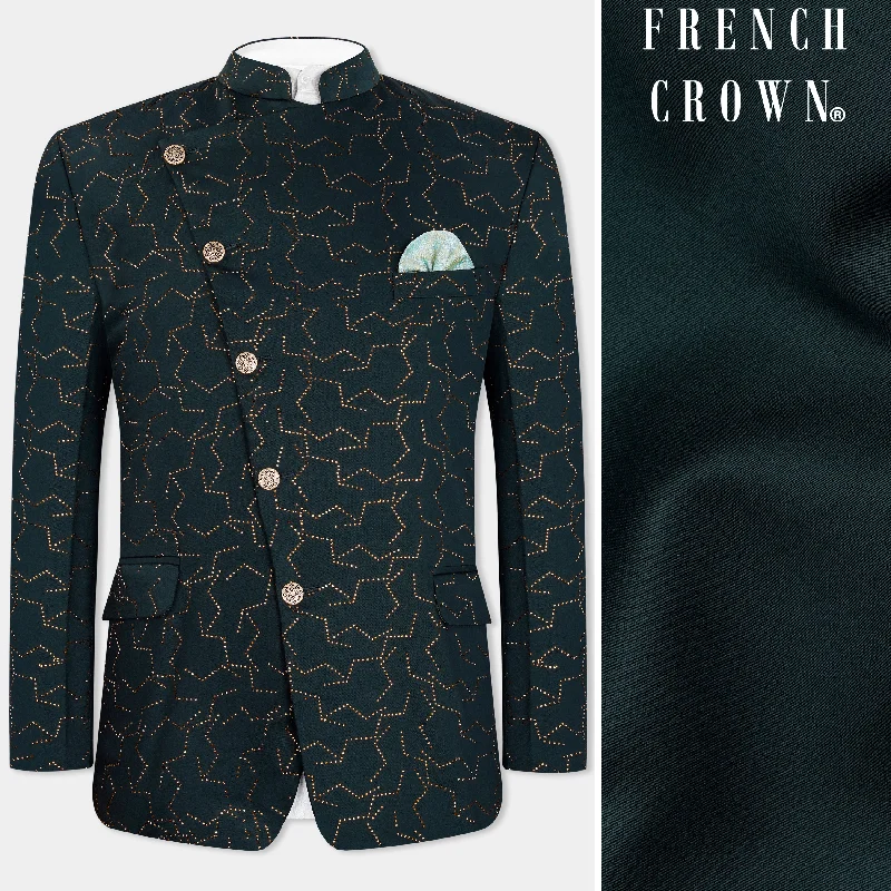 Big discounts – don’t miss out! Prussian Green Wool Rich Stonework Cross Placket Bandhgala Designer Blazer Big discounts – don’t miss out! Prussian Green Wool Rich Stonework Cross Placket Bandhgala Designer Blazer