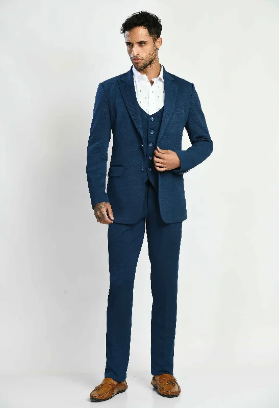 Limited-time offer!  Solid Navy Blue Casual Suit Set
