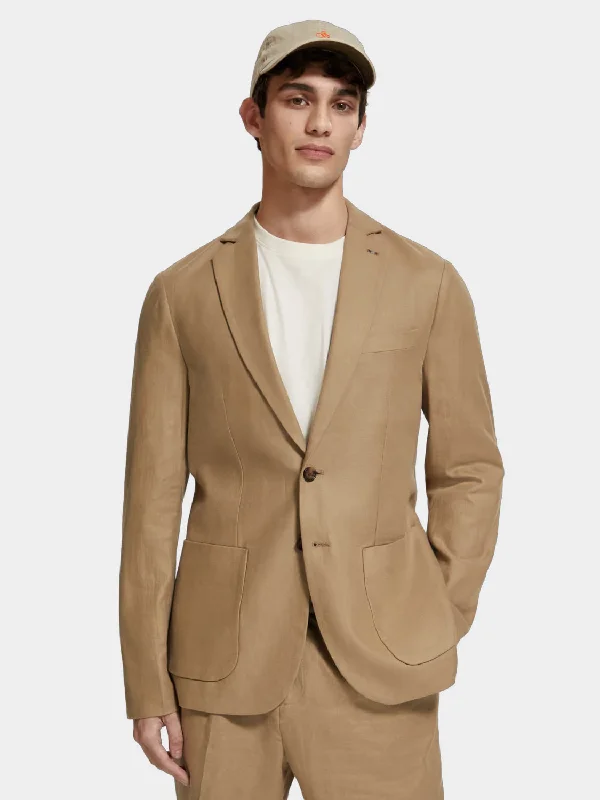 Unconstructed single-breasted twill blazer