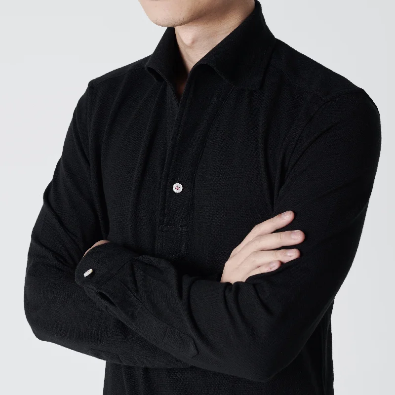 Don’t miss out – Limited-time   Black Stretch-Cotton Pique Polo Shirt MFC0405