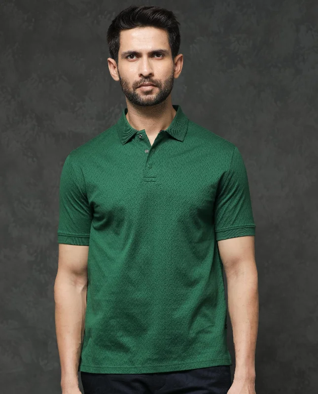 Don’t miss these deals – men’s fashion essentials for less.  Rare Rabbit Men's Dafo Green Cotton Fabric Half Sleeves Jacquard Textured Polo T-Shirt