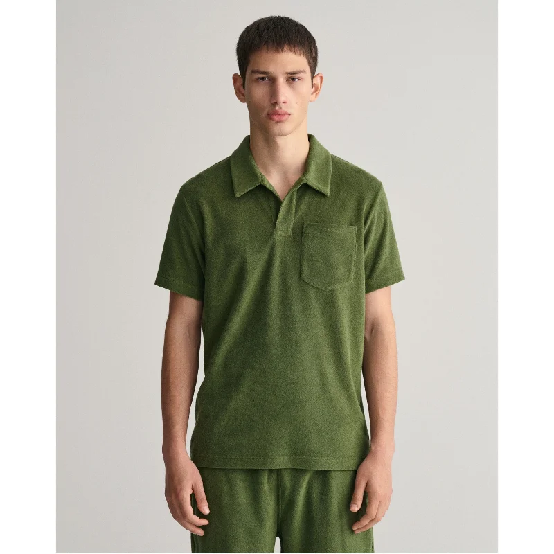 Seasonal sale  GANT Terry Cloth Piqué Polo Shirt 2063014 Pine Green