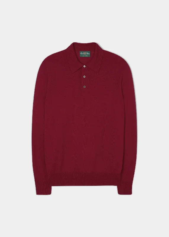 Shop stylish, comfortable men’s clothing at discounted prices.  Hindhead Men's Merino Wool Polo Shirt in Chianti - Regular Fit