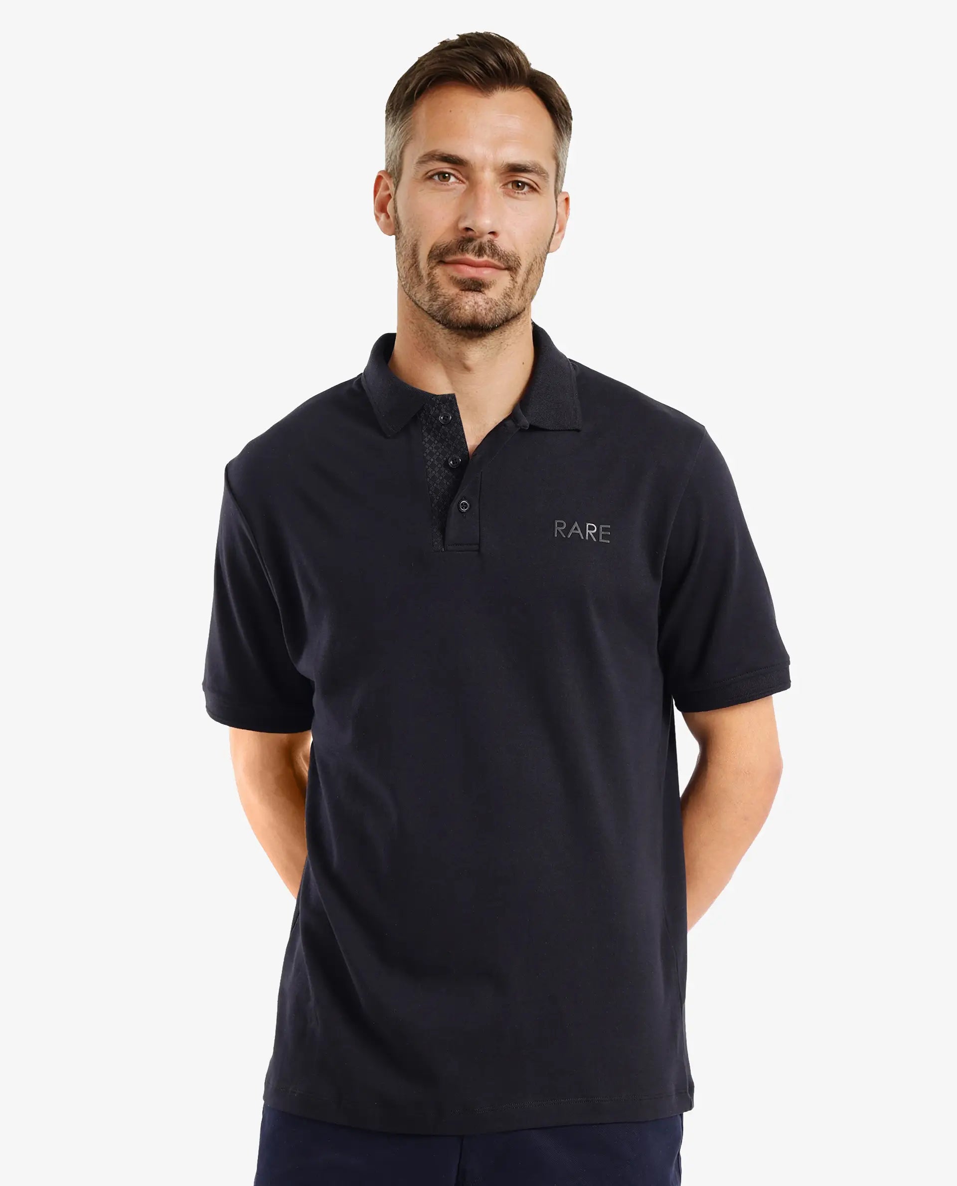 Exclusive online discounts – Shop clothing for every occasion!  Rare Rabbit Men Laur Black Short Sleeve Collared Neck Plain Polo
