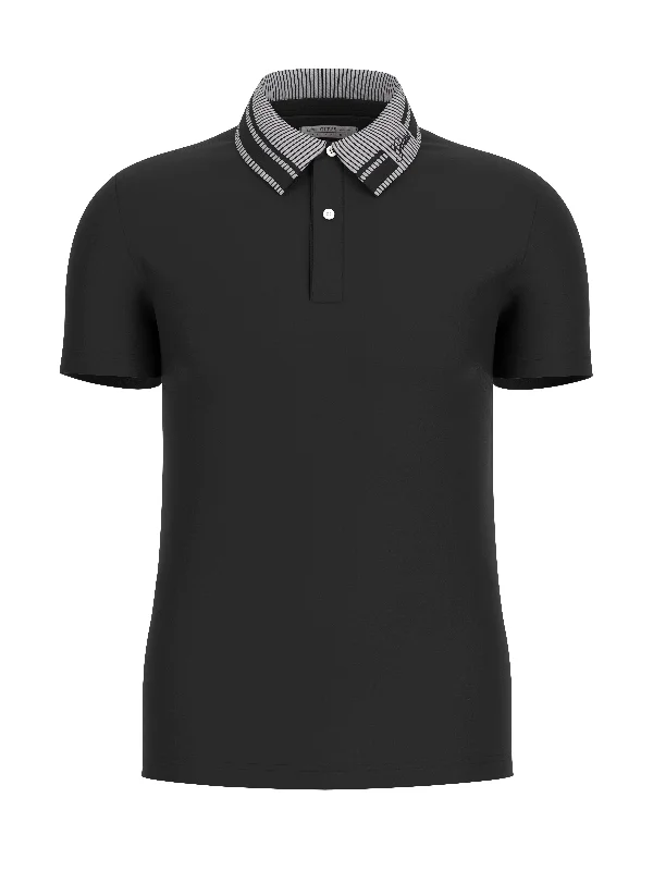 GUESS NOLAN COLLAR BRANDING POLO BLACK