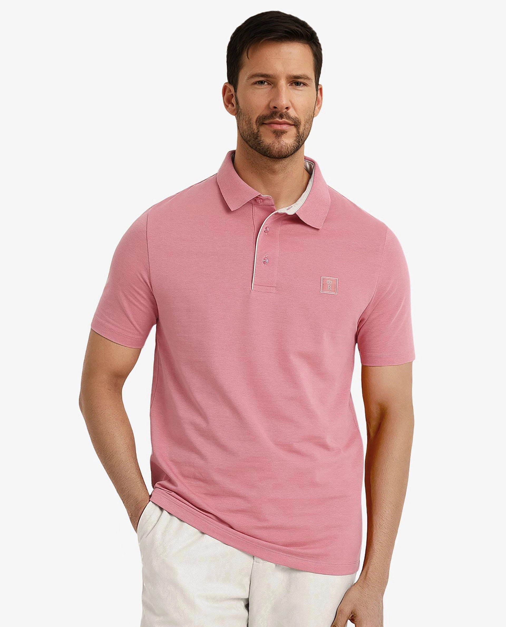 Shop men’s fashion for less – prices slashed on select items.  Rare Rabbit Men's Maq Pink Cotton Polyester Lycra Fabric Short Sleeve Contrasting Placket Piping Regular Fit Plain Polo T-Shirt