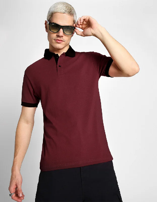 Maroon Cotton Polo T-shirt