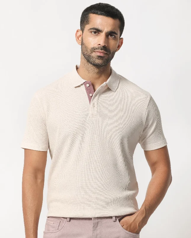 Limited-time offer – Shop top-rated clothing with massive discounts! Rare Rabbit Men's Mello Beige Cotton Polyester Fabric Collared Neck Half Sleeves Textured Polo T-Shirt Limited-time offer – Shop top-rated clothing with massive discounts! Rare Rabbit Men's Mello Beige Cotton Polyester Fabric Collared Neck Half Sleeves Textured Polo T-Shirt
