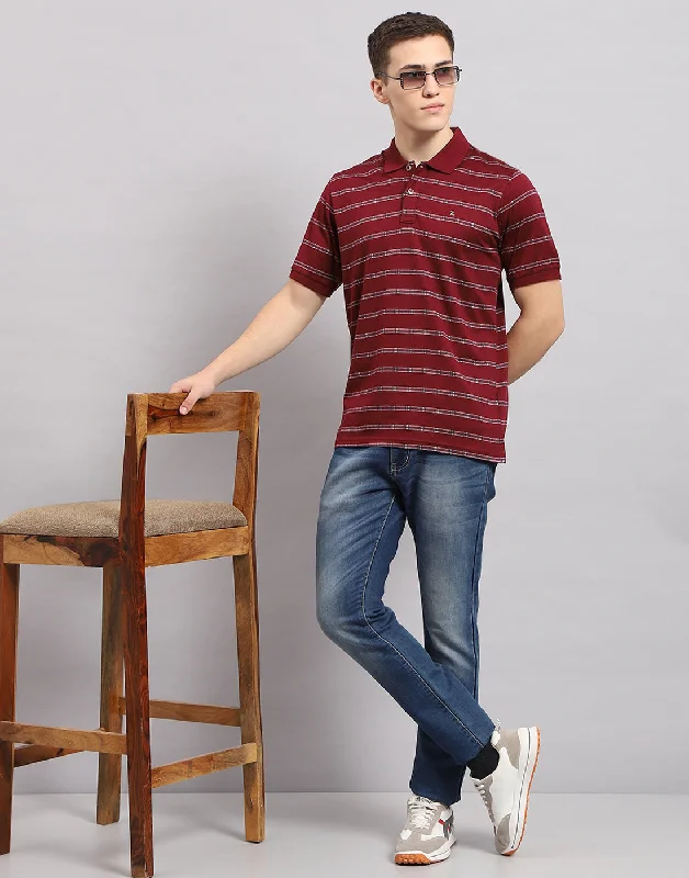 Shop men’s clothing for all seasons – Save big today! Men Maroon Stripe Polo Collar Half Sleeve T-Shirt Shop men’s clothing for all seasons – Save big today! Men Maroon Stripe Polo Collar Half Sleeve T-Shirt