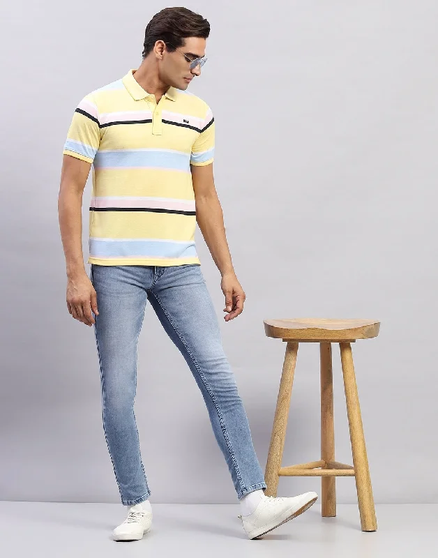 Shop the season’s best styles at discounted prices on men's clothing.  Men Yellow Stripe Polo Collar Half Sleeve T-Shirt