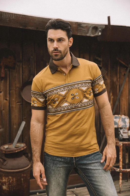 Best deals fashion – Don’t miss the latest clothing discounts. Men's Aztec Panoramic Print Camel Polo Best deals fashion – Don’t miss the latest clothing discounts. Men's Aztec Panoramic Print Camel Polo