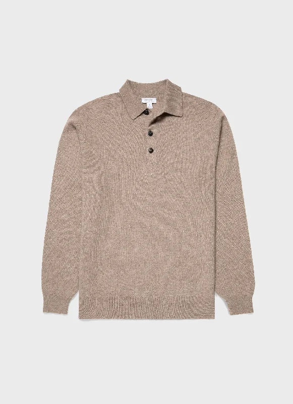 New season, new deals – shop men's clothing now! Men's Cashmere Polo Shirt in Natural Brown New season, new deals – shop men's clothing now! Men's Cashmere Polo Shirt in Natural Brown