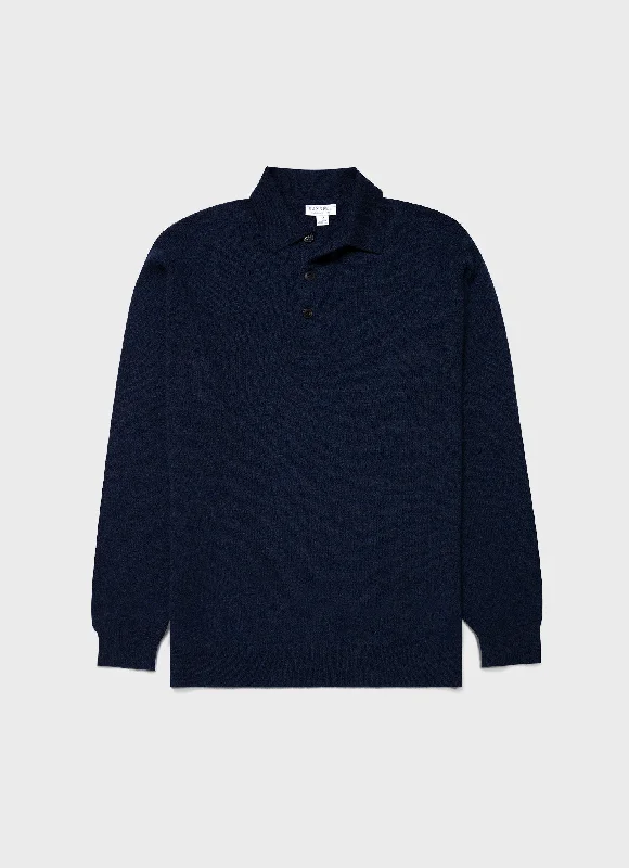Don’t wait – Shop now for limited-time discounts on trendy clothing. Men's Cashmere Polo Shirt in Navy Melange Don’t wait – Shop now for limited-time discounts on trendy clothing. Men's Cashmere Polo Shirt in Navy Melange